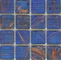 Azurra Dark Blue with Gold Streaks / Gold Flecks 2cm x 2cm vitreous glass mosaics. Only 74.75 ex VAT per 1.07 sq m (or 8.;93 ex VAT per 225 tile sheet)
