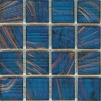Azurra Darker Blue with Gold Streaks / Gold Flecks 2cm x 2cm vitreous glass mosaics. Only 74.75 ex VAT per 1.07 sq m (or 8.;93 ex VAT per 225 tile sheet)