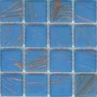 Azurra Mid Blue with Gold Streaks / Gold Flecks 2cm x 2cm vitreous glass mosaics. Only 74.75 ex VAT per 1.07 sq m (or 8.;93 ex VAT per 225 tile sheet)