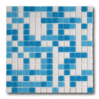 Azurra Original Seascape Mix (blues and white) 2cm x 2cm vitreous glass mosaics. Only 20.99 ex VAT per 1.07 sq m (or 3.15 ex VAT per 225 tile sheet)