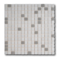 Azurra Original Snow Mix (whites and grey) 2cm x 2cm vitreous glass mosaics. Only £20.99 ex VAT per 1.07 sq m (or £3.15 ex VAT per 225 tile sheet)